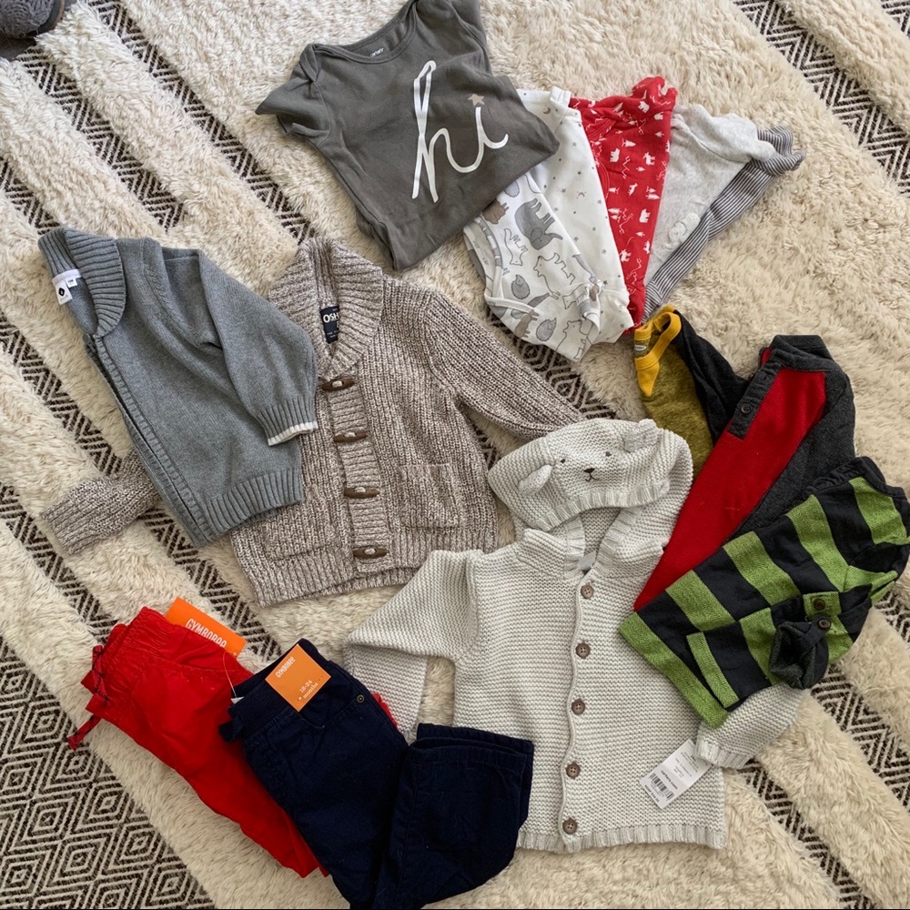 14 piece 2T toddler boy bundle: sweaters, pants